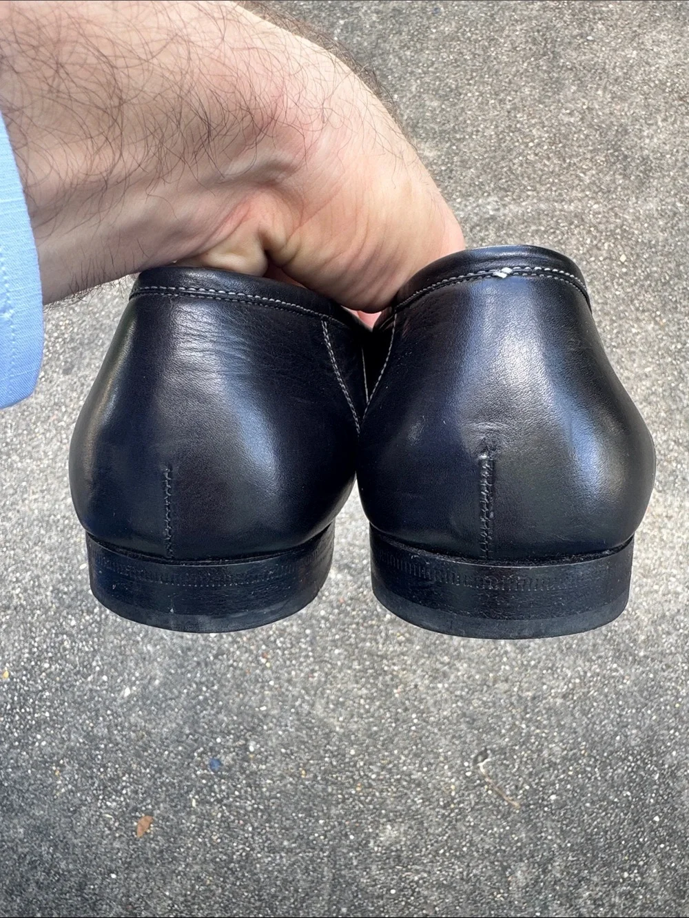 Santoni Black Leather Penny Loafers Size 11.5D - Made In Italy